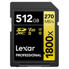 Lexar 雷克沙 Professional SDXC 1800X V60 UHS-II U3 記憶卡 512GB 高速專業攝影, 1個