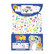 sinwoo 英文字母貼紙圖畫本組 貼紙 4張 + 圖案紙 5張, 多色, 1組