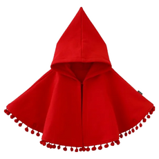 女童小紅帽保暖連帽斗篷 可愛造型 秋冬必備, 120cm, 紅色