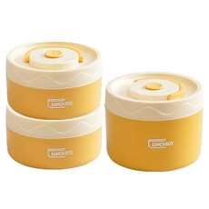 Couselect 可微波爐加熱陶瓷飯盒 115 x 115 x 215mm 300ml 2個 + 450ml 附保溫袋, 檸檬黃, 1組