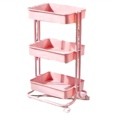 莫蘭迪推車 居家收納 3層大容量, 粉色