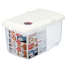 inomata 分隔儲米箱 6kg 底部滑輪設計, 單色, 36.9 x 21.7 x 20.7cm, 1個