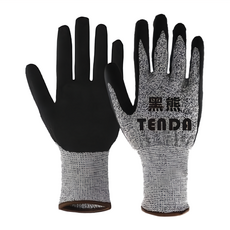 Tenda 黑熊 防割止滑手套, 尺寸: L/XL, 耐切割/耐磨擦/耐撕裂, 穿戴舒適 觸感極佳, S, 1雙, 防割止滑