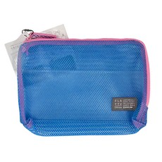KING JIM FLATTY SHEER 多功能網狀拉鍊袋 M 藍色, 1個
