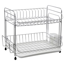 Stopia 餐具瀝水架 C款 2層 41.5x34x37.5 公分, 銀色 + 白色, 1個