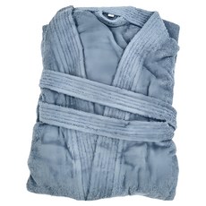 理享家 五星飯店指定款 純棉七分袖浴袍 孔雀藍 XL 柔軟吸水 親膚透氣, 1件