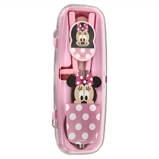 Disney 迪士尼 米妮不鏽鋼餐具3件組, 1人, 304不鏽鋼, 米妮, 1組, 湯匙, 筷子, 餐具盒