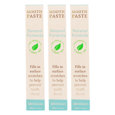 MOOGOO 慕爾果 淨白無氟天然牙膏, 含小蘇打，不含SLS 糖精 甘油 二氧化鈦, 100g, 3條