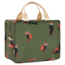 葉子小舖 鋪棉保溫保冷方型便當袋, 23 x 10.5 x 18cm, 童話夢遊 綠浣熊, 1個