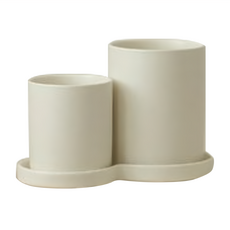 SSUEIM maribel 陶瓷餐具桶筷勺桶組 (大+中+托盤) 廚房收納, 1組, 奶白色