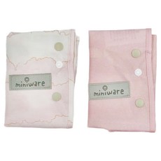 Miniware 陪你長大防水布圍兜 櫻桃棉花糖, 棉柔棉花糖 粉色, 2件, 1組