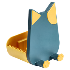 療癒貓耳置物瀝水鍋蓋架 手機架 17 x 13 x 13cm 400g, 藍黃色, 1個