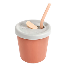 haakaa 矽膠水杯吸管組 150ML, 耐熱耐冷, 適用年齡：3個月以上幼兒, 橘色, 1組