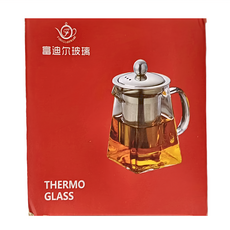 富迪爾玻璃 方型泡茶壺, 550ml, 高硼硅玻璃, 濾網-304不鏽鋼, 1個