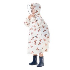 愛北鼻 親子同款加厚防水雨衣, 白底泰迪熊, 2XL