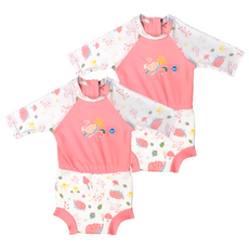 Splash About 抗UV連身版游泳尿布褲 森林漫遊, 3/4袖, L(10~15kg), 2件