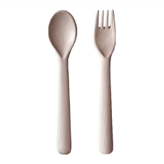 cink 湯叉2件組 竹纖維 玉米澱粉 合成樹脂材質, 湯匙 + 叉子, 霧米色, 1組