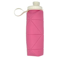 無毒矽膠摺疊運動水壺 食品級矽膠 輕量135g 不含BPA 耐寒耐高溫 滴水不漏, 粉色, 600ml, 1個