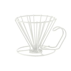 SHIMOMURA 下村 KOGU 極簡鏤線日製18-8不鏽鋼咖啡濾杯, 2-6杯用 晨霧白, 1個, 2-6杯用