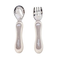 mugu 沐咕寶貝 不鏽鋼幼兒湯叉組, 耐熱材質PP+304不鏽鋼, 雪白北極熊, 1組