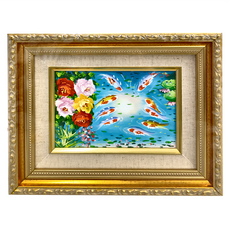 風水畫 九如魚擺飾 50g, 金色