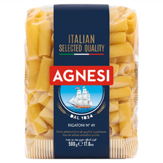 AGNESI 義大利水管麵 500g, 杜蘭小麥製成，口感Q彈有嚼勁，適合搭配各式醬料, 1包