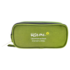 Sunny 三瑩文具 USE ME 純色系刺繡雙層燒餅包 雙重收納空間 輕巧 耐用尼龍布料, 綠色, 1個