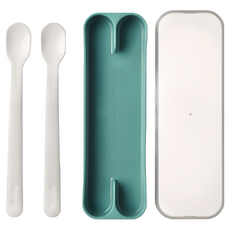 MEPAL MIO 好幫手餐匙 100%無BPA食品安全認證, 森綠色, 餐匙2支 + 收納盒, 1組