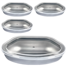 小麥購物 G814不鏽鋼扇形蒸盤 保鮮款 附蓋子 15.5 x 8.6 x 4cm 54g, 4個, 銀色