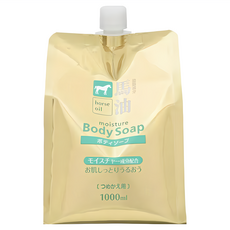 KUMANO 熊野油脂 馬油沐浴乳 大容量補充包 含馬油成分 透明質酸 深層保濕, 1L, 1組