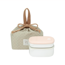 Skater 束口便當提袋3件組, 1組, 粉色 + 灰色