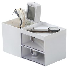 iSFun 透視抽屜 桌上化妝品文具飾品收納盒, 1個, 白色