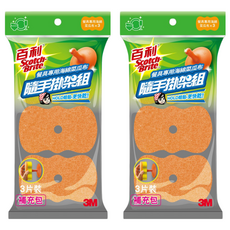 3M Scotch-Brite 百利 菜瓜布隨手掛架組補充包 餐具專用, 3片, 2包