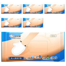 拭拭樂 成人擦澡手套, 12枚, 6包, 白色