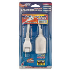 SUPERCELL 超電王 中繼型安全延長線組, 1.8m, 180°轉角插頭, 台灣製造, 白色, 1組