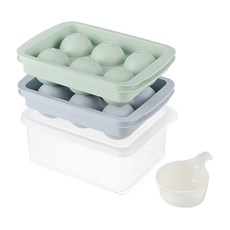 comet Kitchen 6格冰球製冰盒 2個 + 冰塊盒 + 冰鏟, 綠色 + 灰色 + 透明色, 1組