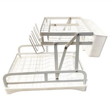 AOTTO 創意傢俱 廚房免安裝 折疊碗盤瀝水收納架 KC-033, 白色, 1個