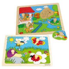 beleduc 方形大抓手拼圖 草地 + 寵物 8片, 1組