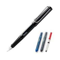 LAMY Safari 狩獵系列 黑色鋼筆吸墨器套組 (EF尖), 鋼筆(黑色)、盒子(隨機出貨), EF