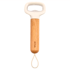HOLA 和樂家居 木柄開瓶器 17.5 x 5.8 x 2.5cm 7g, 白色 + 原木色, 1個