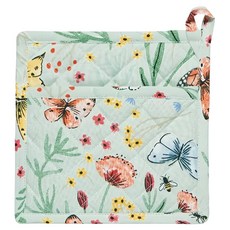 Now Designs 雙層方形隔熱墊 80%棉 20%亞麻 20.5 x 20.5 x 0.5 公分, 晨光庭園, 1個