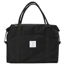 葉子小舖 簡約帆布旅行袋 手提肩背兩用 防水耐用, 黑色, 42 x 40 x 12cm, 1個