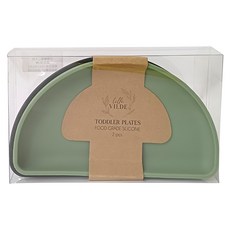 By Lille Vilde 矽膠餐盤, 食品級矽膠 耐熱-40°C~230°C, 19 x 10cm, 灰色 + 綠色, 1組