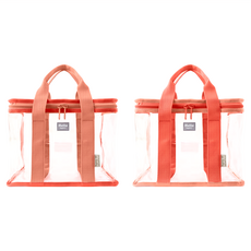 Bagtory HK 百寶袋王 HELLO Boxy 午餐袋 小提袋 容量 7L, 27 x 13 x 19cmx 特厚 03mm, 珊瑚粉 x 珊瑚橙, 1組