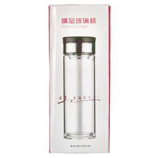 便攜茶水分離杯 240ML 密封防漏 雙層防燙 高硼矽玻璃, 透明色 + 銀色, 1個