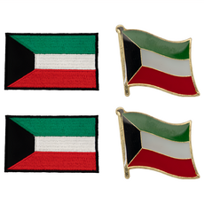 A-ONE 匯旺 KUWAIT 國旗刺繡 + 國旗別針 Set, 2組, NO.069A
