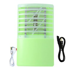 新錸家居 三用LED電擊式捕蚊燈全配組 附USB電源線 + 插座用電源線 USB充電/電池 綠色, 2016-1