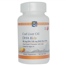 Nordic Naturals 小愛Q魚肝油加強膠囊 DHA Kids 80mg EPA/120mg DHA 4歲以上兒童適用, 180顆, 1瓶