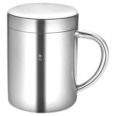 SSGP 三四鋼 餐具用品 防摔304不鏽鋼杯子/兒童不鏽鋼水杯/帶手柄口杯 帶蓋款 286ml, 銀色, 1個