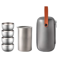 純鈦鷹嘴泡茶器四杯套裝, 99.7%純鈦, 350ML, 1組, 泡茶器 + 茶濾 + 茶杯 4個, 單色